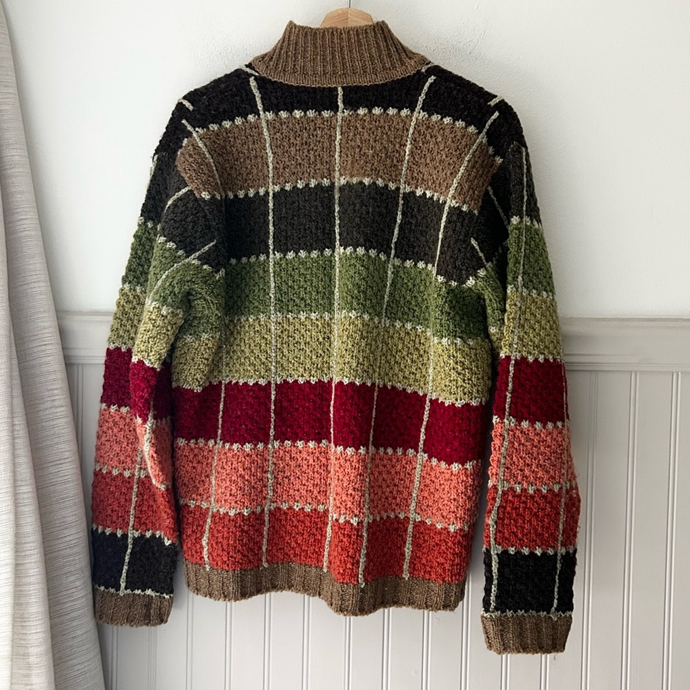 dressbarn XL Multicolor Patchwork Knit Wool Blend Zip Up Cardigan - Picture 4 of 4
